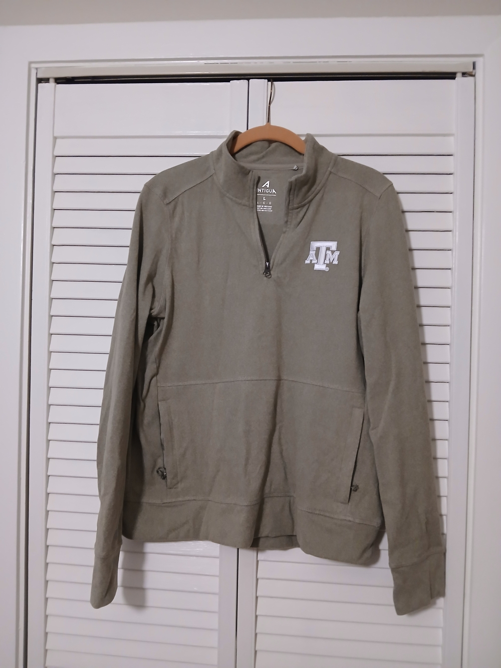 Antigua Texas A&M Olive Quarter-Zip Pullover